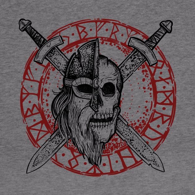 Undead viking warrior with runes tee by BlackForge